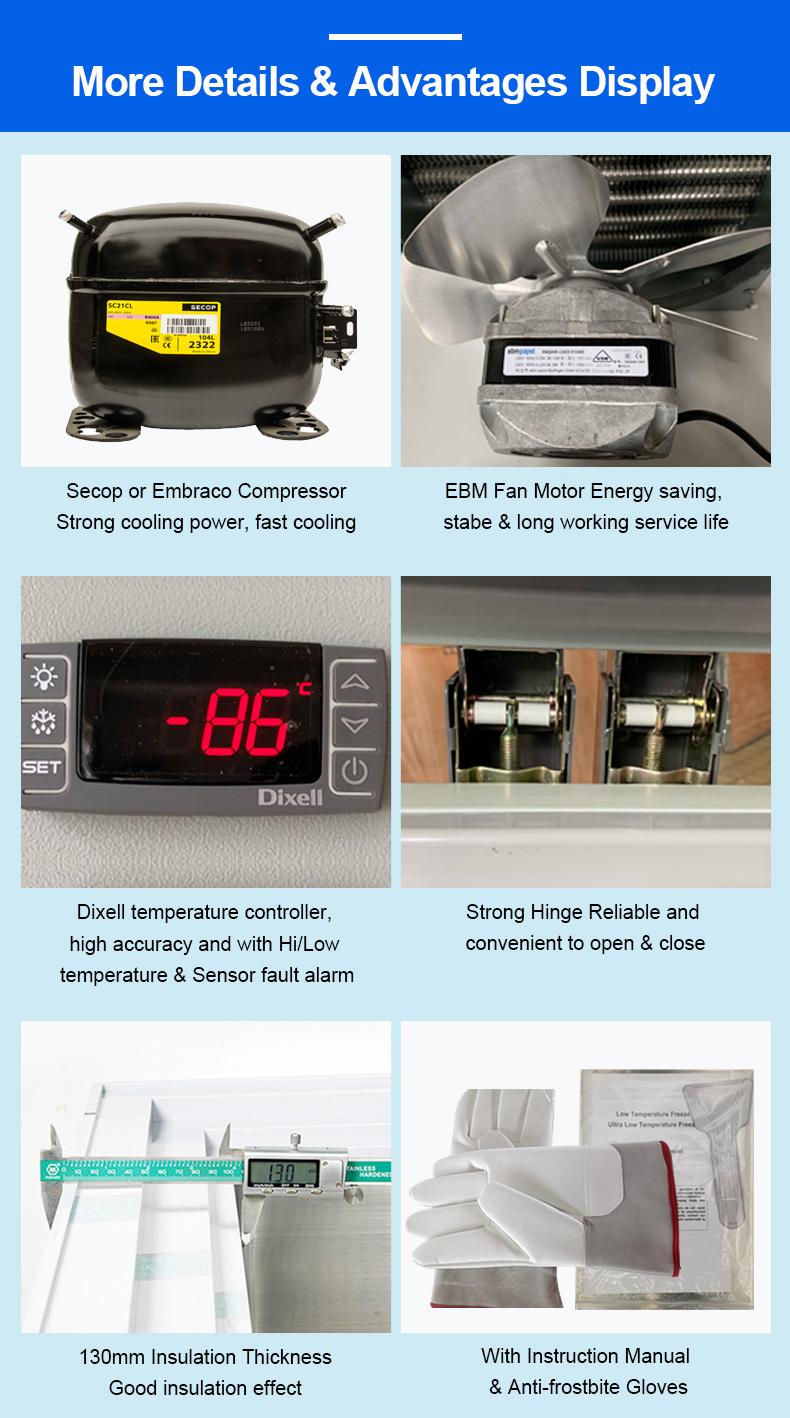 -45/-60/-86 grados Congelador vertical de temperatura ultrabaja para 550L m&eacute;dico